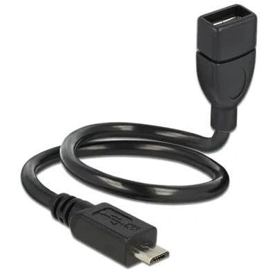 Imagen de Delock 0.35m, Usb2.0 Micro b/usb2.0 A 0.35m Usb B Negro Cables
