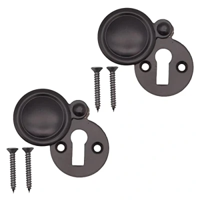 Imagen de Escutcheon victoriano cubierto con ojo de cerradura para puertas delanteras, 35 mm, negro, paquete 2