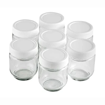Imagen de LACOR, 69244, 7 Unidades, Vasos yogurtera, Tarro de Cristal Transparente con Tapa Rosca para cada Yogurt, Libre BPA y Apto el Lavavajillas, Capacidad 190 ml