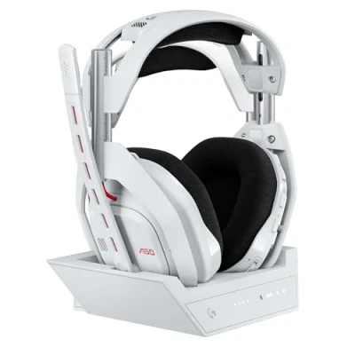 Imagen de Auriculares gaming Logitech G ASTRO A50 Gen 5 + Estación base PlaySync Audio, Inalámbrico, Micrófono 48kHz, PC PS Nintendo Xbox, Lightspeed, Blanco