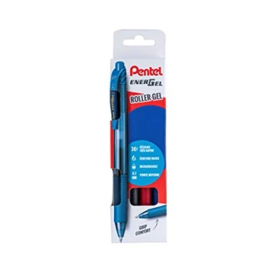 Imagen de Pentel Energel X BL107 Bolsa de 4 rollos tinta gel retráctil, punta media 0,7 mm, negro, rojo, azul y noche