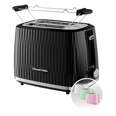 Imagen de Russell Hobbs Tostadora para 2 rebanadas, 6 niveles tueste, función de extraelevación, descongelar, recalentar y cancelar, bandeja recogemigas, calientapanecillos incluido, negra, Eden 27371 56