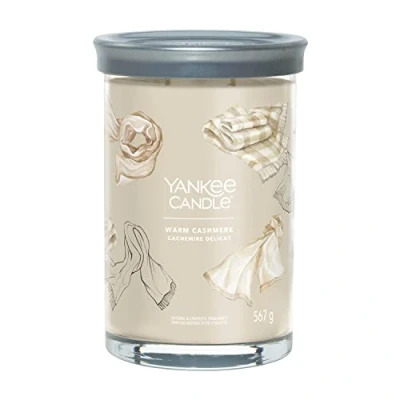 Imagen de Yankee Candle, Signature, vela perfumada, en vaso grande de cachemira cálida con doble mecha, mezcla cera soja, larga duración