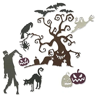Imagen de Sizzix Thinlits Die Set 10PK Creeps, 664703 Juego de Troqueles (10 Unidades), diseño, Plástico Papel, Arrastrarse, Talla única