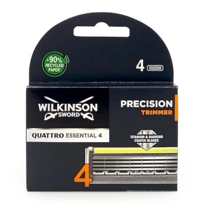 Imagen de Wilkinson Sword Quattro Titanium Precision 4 Recambios de Cuchillas Afeitar Hojas con Banda Lubricante Vitamina E y B5