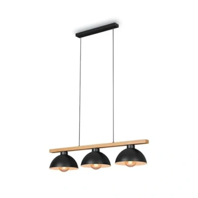 Imagen de Briloner lámpara colgante, colgante retro, Luz vintage, 3 x E27, máx. 40 W, de comedor, metal madera, negro, 980x250x1035mm (LxBxH)