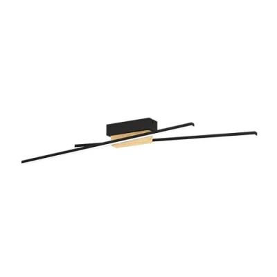 Imagen de Eglo LED lámpara de techo Panagria, luminaria minimalista, FSC100HB, iluminador aluminio, acero, madera y plástico en negro, marrón blanco, luz sala blanco cálido, 94 cm