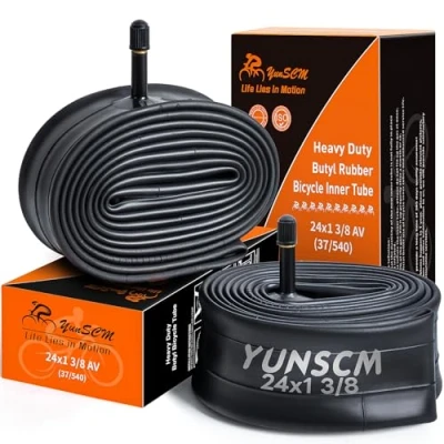 Imagen de YunSCM 2 Piezas 24x1 3/8 Cámara de Aire Reforzada 37 540 AV32mm Schrader Valve Compatible 24 Pulgadas para Silla Ruedas x 1 24x1.3 8