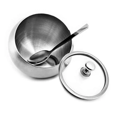 Imagen de XLKJ Azucarero, Saleros y Pimenteros con Tapa Cuchara, Azucarero de Acero Inoxidable para Cocina, Hogar, Restaurante