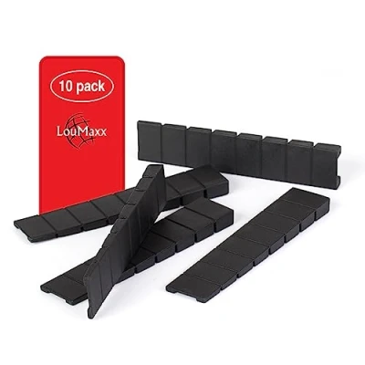 Imagen de LouMaxx Juego de 10 cuñas para muebles, 8 x 20 100 mm, en negro, plástico con puntos rotura integrados