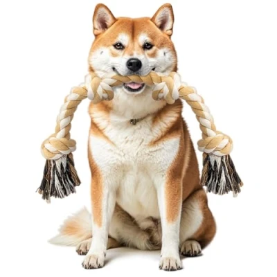 Imagen de Ycozy Juguete de Cuerda para Perros medianos/pequeños 26 Pulgadas/Cuerda Perro 4 Nudos masticadores agresivos, Cachorro, Casi Indestructible Masticar la dentición,