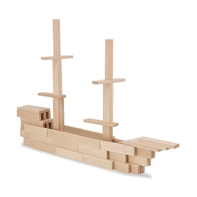Imagen de Eichhorn Holzbaukasten Piedras Construir, Incluye Plantillas, de Madera Haya certificada FSC 100%, 200 Piezas, para niños a Partir Dos años, Color Natural, Small (100001612)