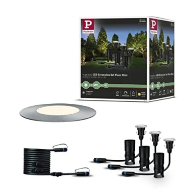 Imagen de Paulmann 939.49 Outdoor Plug &amp; Shine Floor Mini, juego de ampliación 3 uds., IP67 3000 K 3x2,5 W 24 V 93949 Luminaria empotrable en el suelo LED, iluminación exterior, proyector