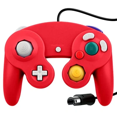 Imagen de OSTENT Wired Shock Clásico Controlador Gamepad Joystick Joypad Compatible para Nintendo GameCube NGC Consola Wii Videojuegos Color Rojo