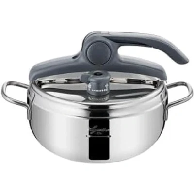 Imagen de Lagostina Irradial Control Lagoeasy&#039;UP Olla a Presión 3,5 L en Acero Inoxidable 18/10 Ø 22 cm, Inducción y Gas, Apertura Fácil de la Tapa, Base Triple Capa Plus