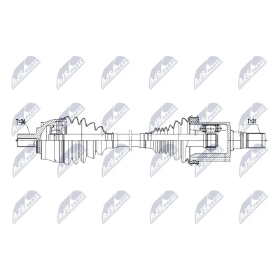Imagen de NTY NPW VV 158 Árbol de Transmisión Eje delantero, izquierda 580mm automática VOLVO: XC40 (536) D3 AWD, B4 Mild Hybrid, T5 2.0 T4