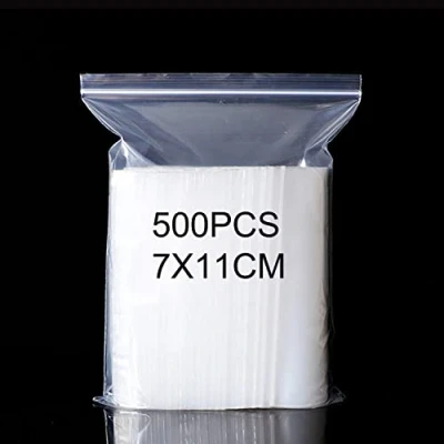 Imagen de 500 Bolsas con Cierre Zip,Bolsas Plastico Transparente Zip Pequeñas, Autocierre Reutilizable Bag, Celofan Joyería Almacenamiento Cocina 7x11cm