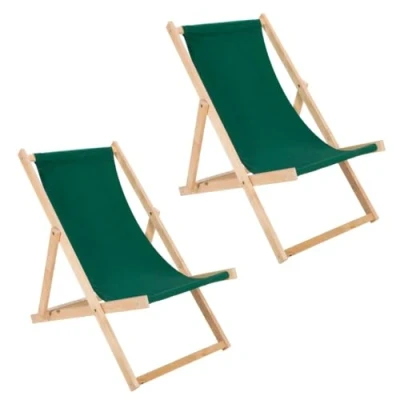 Imagen de BAS Tumbona de Madera Ajustable para Playa y Jardín Construcción Robusta Sólida Material Práctico, sillas Plegables Madera, Verde
