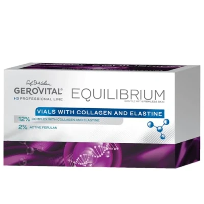 Imagen de Ampollas con 12% de Colágeno y Elastina Sérum Intensamente Hidratante Antiarrugas Protección Antioxidante Producto Profesional, Gerovital H3 Equilibrium 20 x 2 ml
