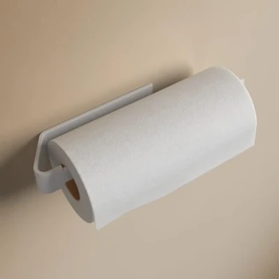 Imagen de Design Hamburgo Portarrollos Papel Cocina Adhesivo Sin Taladrar Montaje en Pared o Bajo Gabinete Diseño Moderno Accesorios de (Blanco Mate)