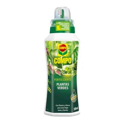 Imagen de COMPO Fertilizante de plantas verdes para interior, balcón y terraza, líquido con extra potasio hierro, 500 ml