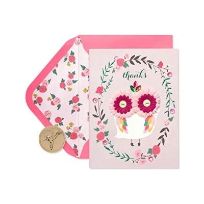 Imagen de Papyrus Globo con avión hecho a mano, tarjetas de agradecimiento, 8 unidades, color Lovely Owl