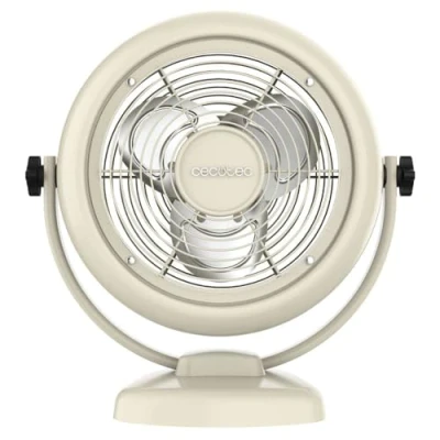 Imagen de Cecotec Ventilador de Sobremesa EnergySilence 800 RetroDesk Beige, 20W potencia, 8 Pulgadas, Inclinación ajustable, 3 aspas aerodinámicas, 2 Velocidades, Robusta y Base Estable