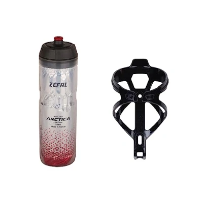 Imagen de ZEFAL Pack Arctica 75 Plata Rojo y Pulse B2 Negro de hidratación con bidón térmico para Bicicleta Portabidón Agua 146 g