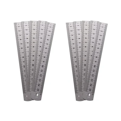 Imagen de Hagsnec Regla recta de acero inoxidable, 10 unidades, marcada con doble cara, 15 cm, 6