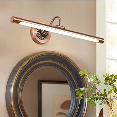 Imagen de HMAKGG Lámpara Espejo Baño Rustico, Aplique Vintage de Acrílico para Muebles Maquillaje Aparato Montado en la Pared,Bronce Rojo,12W/65.5CM