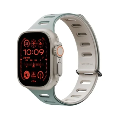 Imagen de Native Union Active Band Magnético 42/44/45/49mm Correa de Silicona Reversible Doble Cara Longitud Ajustable Resistente al Sudor para DeporteSeries 1 10, SE 2,Ultra &amp; 2 (Verde Pizarra)