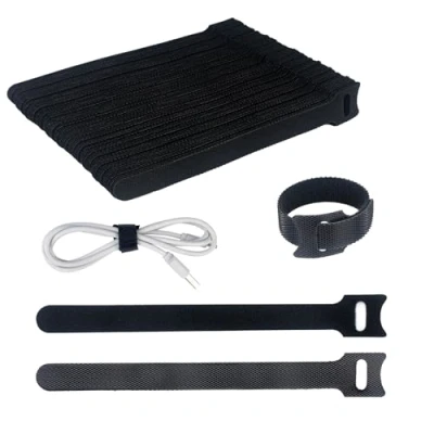 Imagen de SUTOUG 60 bridas reutilizables negras, correas ajustables para cables, gestión de organizador cables carga escritorio, hogar y oficina, 200 x 12 mm