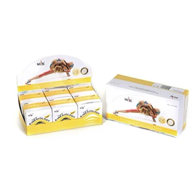 Imagen de Nasara Original Cinta Kinesiológica: Caja de 6 cintas para deportes y medicina, tamaño del rollo 5cm x 5m, amarillo