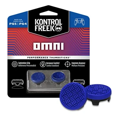 Imagen de KontrolFreek Omni para PlayStation 4 (PS4) y 5 (PS5) Performance Thumbsticks 2 Alturas bajas, cóncavo Azul.