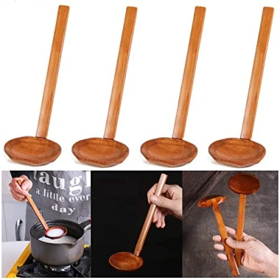 Imagen de TheStriven 4 Piezas Juego de Cucharas Sopa Madera Nature Cuchara Bambú Cocina Mermelada Miel Retro Cucharadita