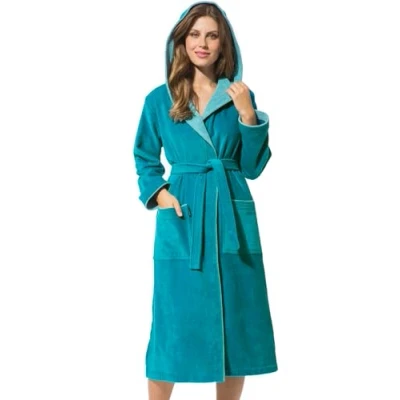 Imagen de Morgenstern Albornoz Ducha Mujer Capucha Algodón Turchese XL Talla Grande