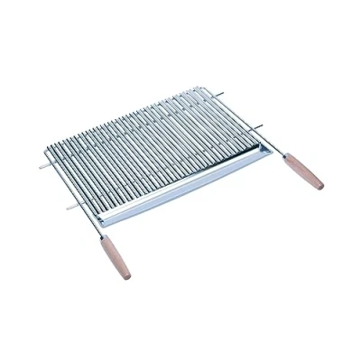 Imagen de Sauvic 02790 Parrilla Barbacoa Inoxidable Recortable, con Mangos de Madera, en V, 18/8, 60 x 44 cm