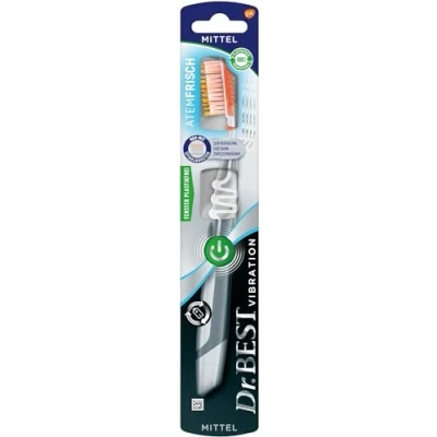 Imagen de Dr.BEST Cepillo de dientes con vibración, medio (1 unidad), para hasta un 50% mejor accesibilidad entre los dientes*