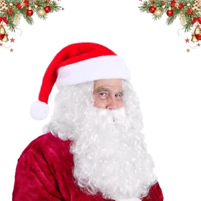 Imagen de Coffee Life Plus Barba y Peluca de Santa Claus, Papá Noel,Barba Papa Noel, Gorro navideñoPeluca con Set Barba, NavidadCosplay Fiesta