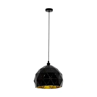 Imagen de Eglo Roccaforte lámpara colgante de 1 foco, metal en negro y dorado, casquillo E27, diámetro 30 cm