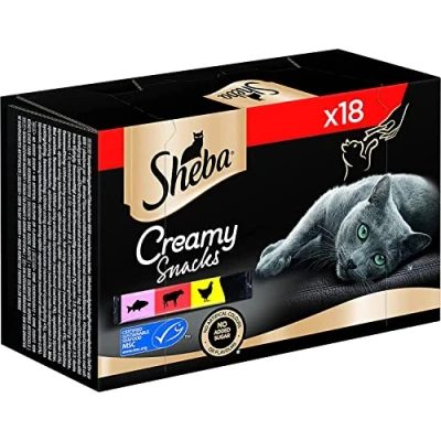 Imagen de SHEBA Snack cremoso para Gatos Lote de 3 bocadillos cremosos (3 x 6 a 12 g)