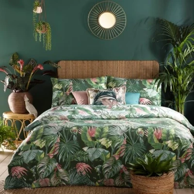 Imagen de furn. Amazonia nórdica y Funda de Almohada Conjunto, Polialgodón, Jade, Doble