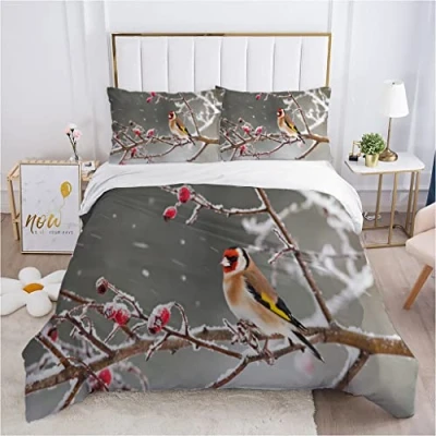 Imagen de Funda Nordica Cama 135/150 Jilguero, Juego de Edredon 220x240 cm con 2 Fundas Almohada 50x75 cm, Ropa 100% Microfibra, Suave y Transpirable
