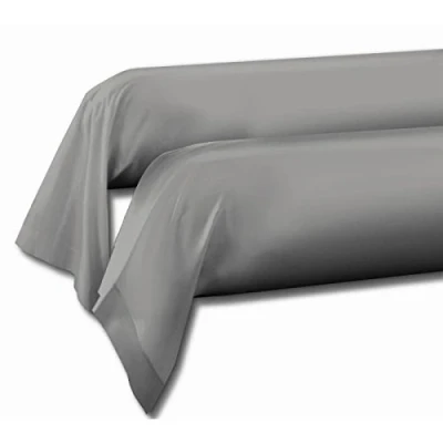 Imagen de Home Linge Passion Juego de 2 Fundas Almohada travesaño, Algodón, Gris Claro, Individual, 85x185 cm,
