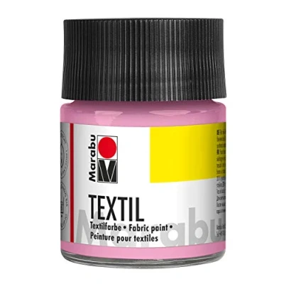 Imagen de Marabu 17160005236 Pintura textil para tejidos claros, rosa claro 50 ml, tinta de impresión a base agua, lavable hasta 60 C, fijación mediante planchado o horno