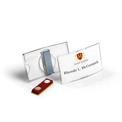 Imagen de Durable 812319 Portanombres KONVEX 40x75 mm con imán Paquete de 25 unidades, transparente