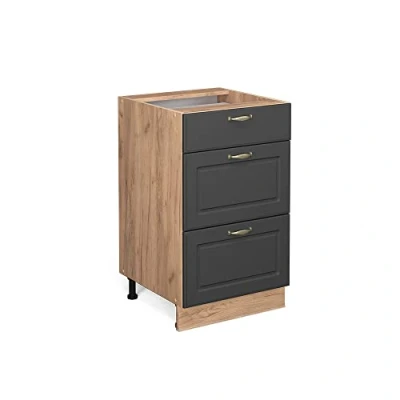 Imagen de Vicco Mueble bajo de Cocina Fame Line, Antracita Oro/Roble Dorado, 50 cm sin encimera