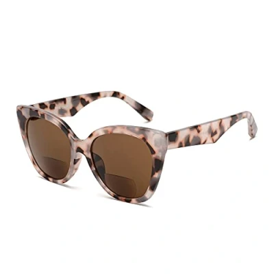 Imagen de JM Clásicas Gafas de Lectura bifocales Gran Tamaño Cateye Sol con Estilo Lectores para Mujer Tortuga +1,5