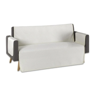 Imagen de Donegal Collections Funda Sofa 4 Plazas Cubre Acolchada Protector de Gatos Arañazo Perros y Mascotas Crema