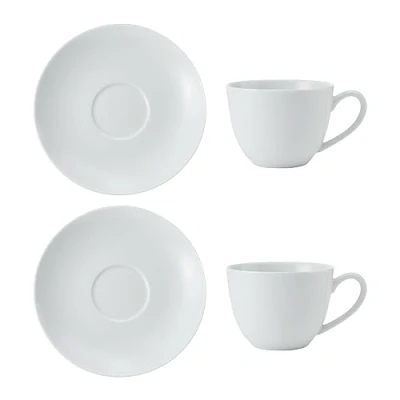 Imagen de Mikasa Chalk Juego de 2 Tazas y platillos porcelana para capuccino, café diario, 310ml
